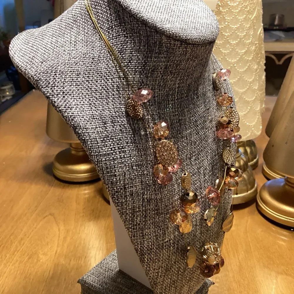 Julea Brand Beautiful Goldtone and Pink Multi Strand Necklace